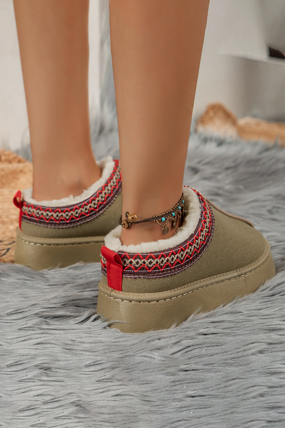 Sage Green Contrast Snow Boots