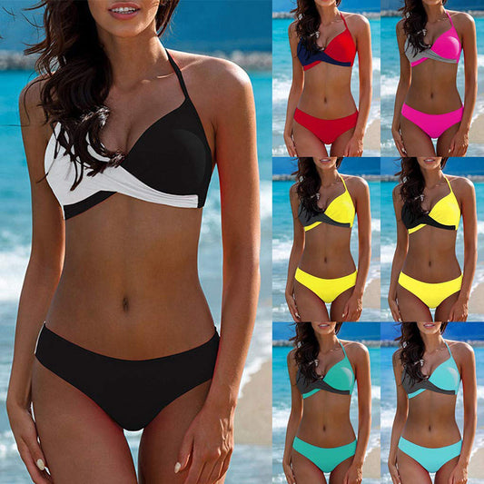 Colorblock 2pcs Bikini Summer Swimsuit Women