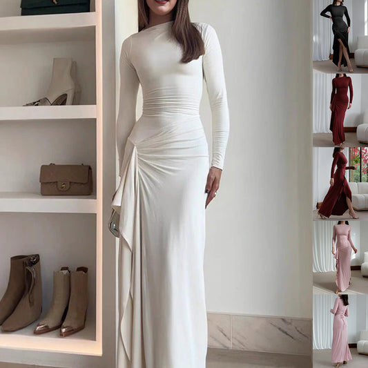 Slim-fitting Long-sleeved Split Dress