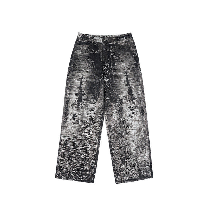 Vintage Paisley Digital Printing Jeans