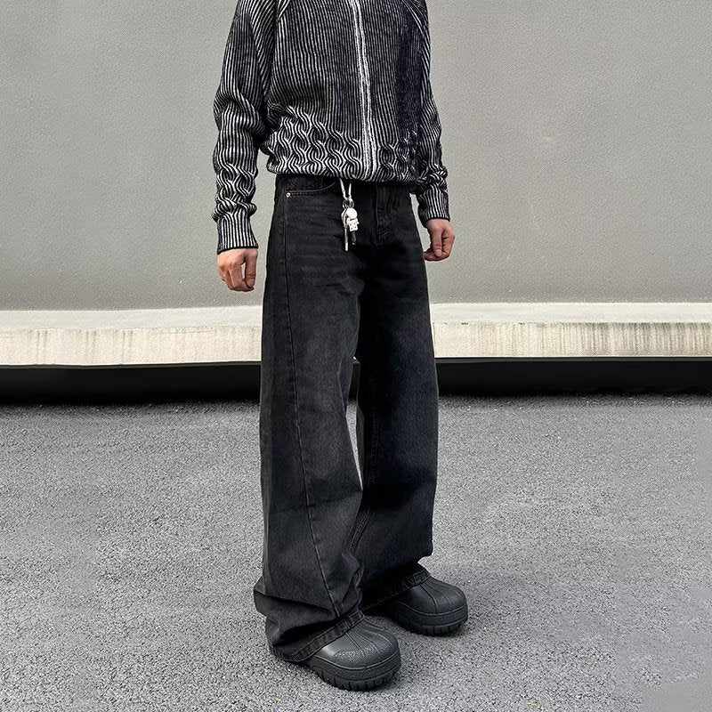 High Street Twill Fabric Retro Patchwork Jeans
