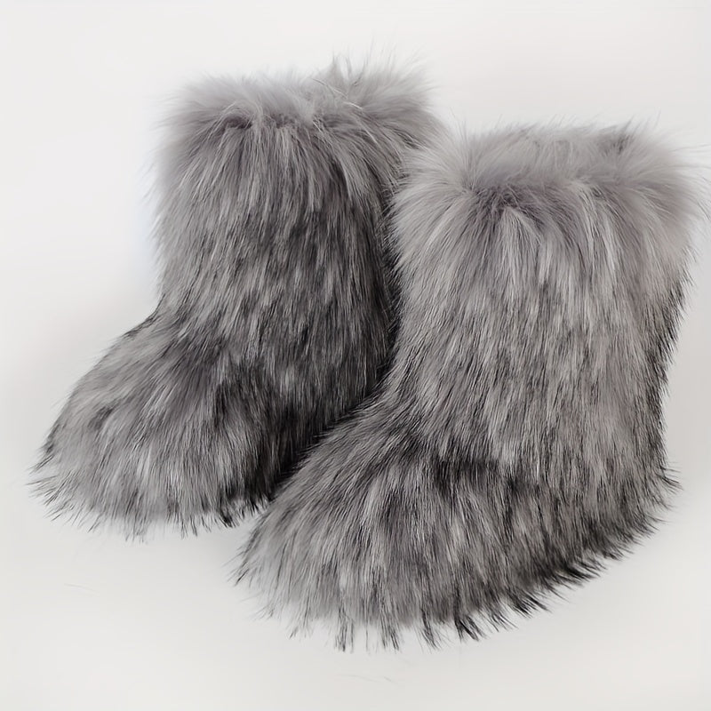 Schneestiefel aus Kunstfell, mittelhoch (7 süße Farboptionen)