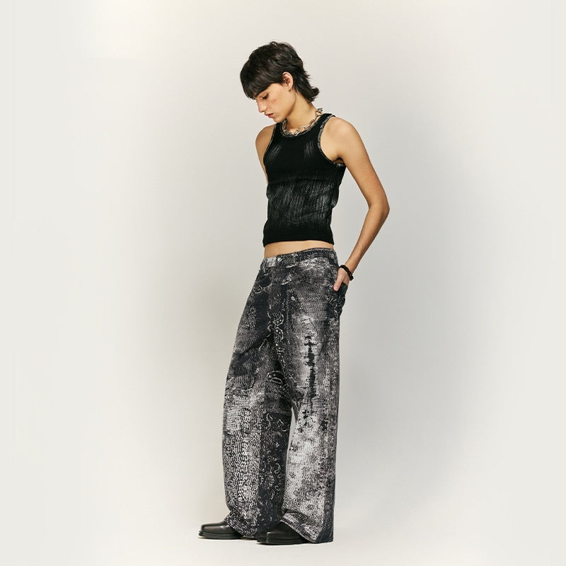 Vintage Paisley Digital Printing Jeans