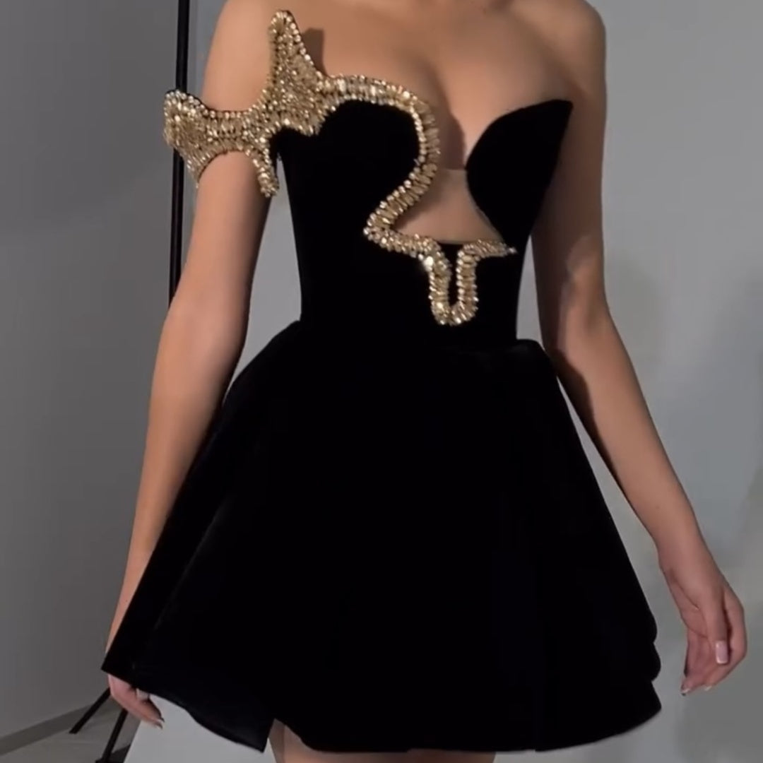 Strapless Sequined Prom Dress