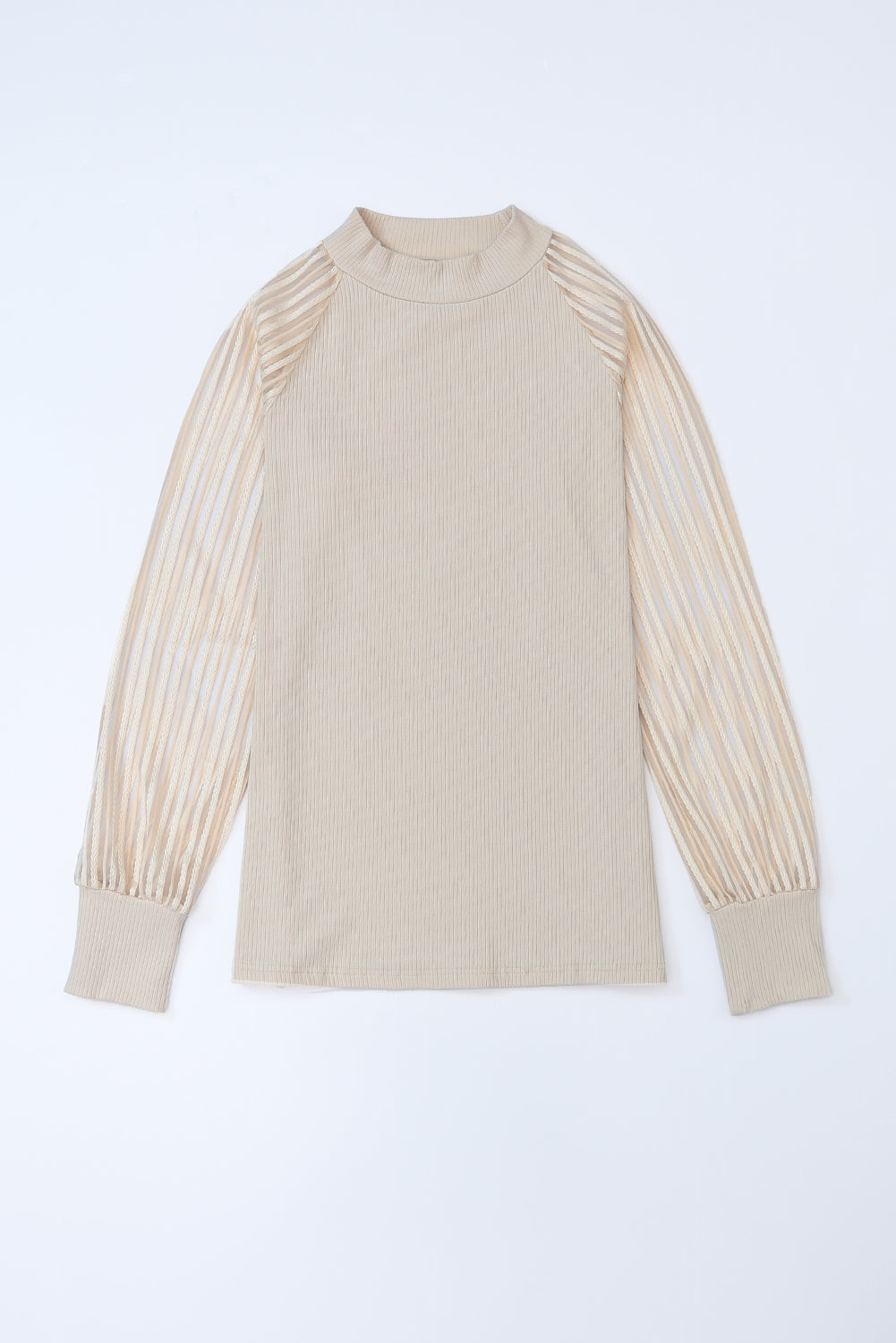 Black Basic Mesh Long Sleeve Top