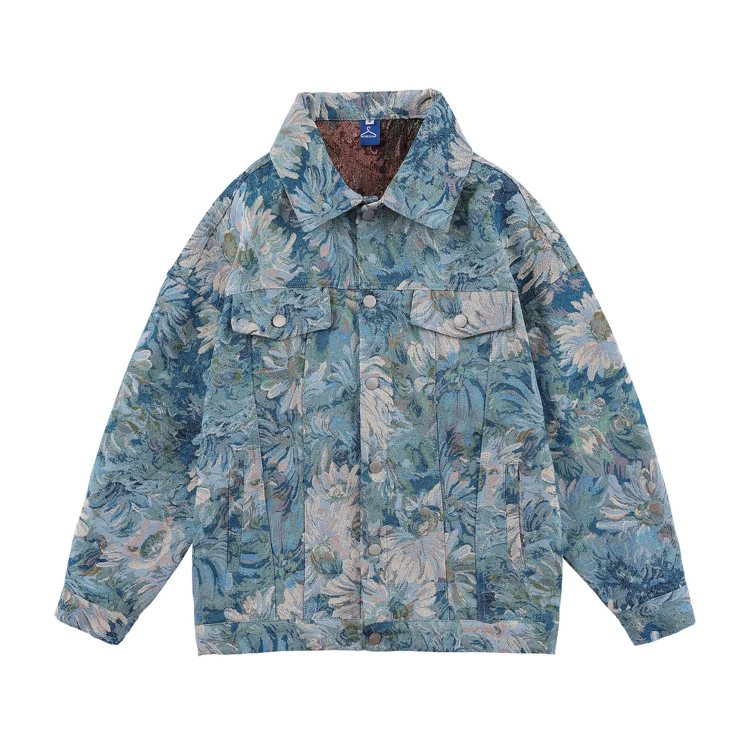 Creative Floral Denim Men Autumn Loose Jackets