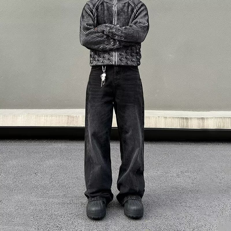 High Street Twill Fabric Retro Patchwork Jeans