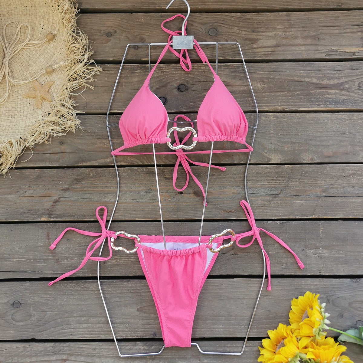 Women's Bikini Backless Lace-up Split Swimsuit