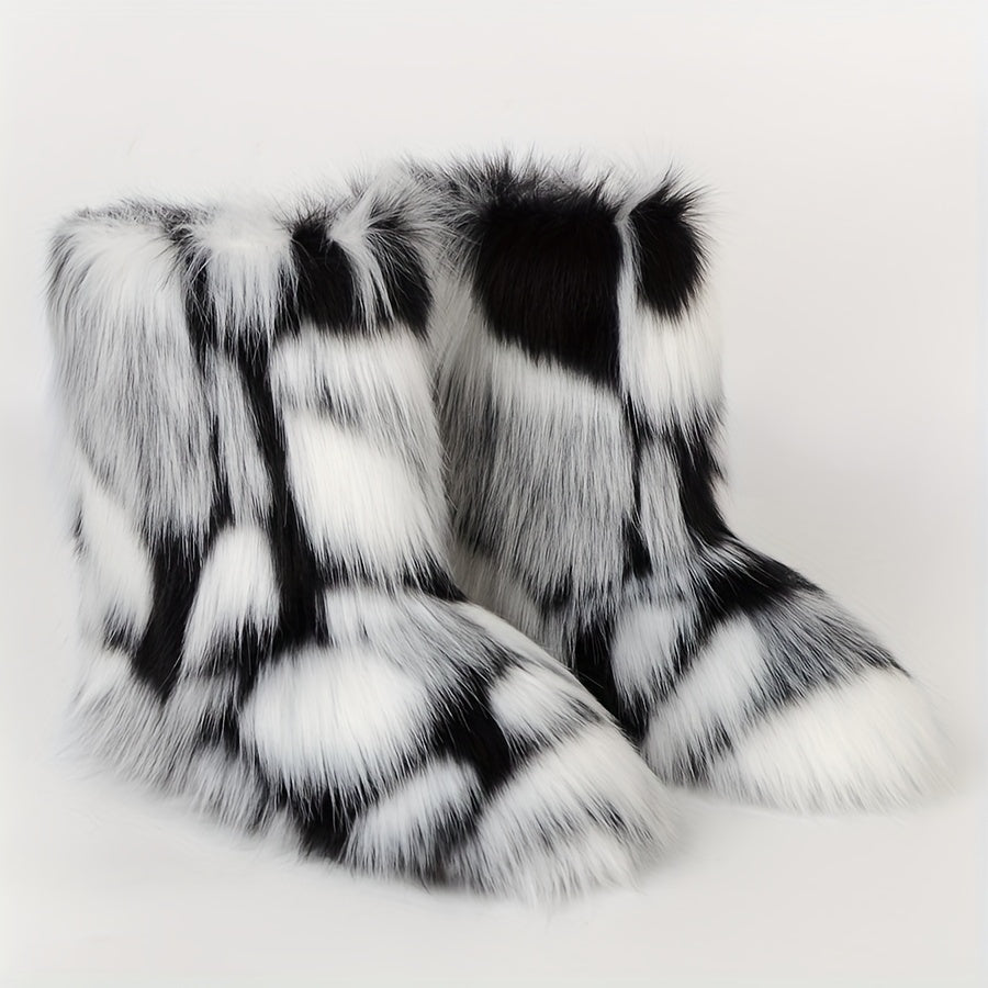 Schneestiefel aus Kunstfell, mittelhoch (7 süße Farboptionen)