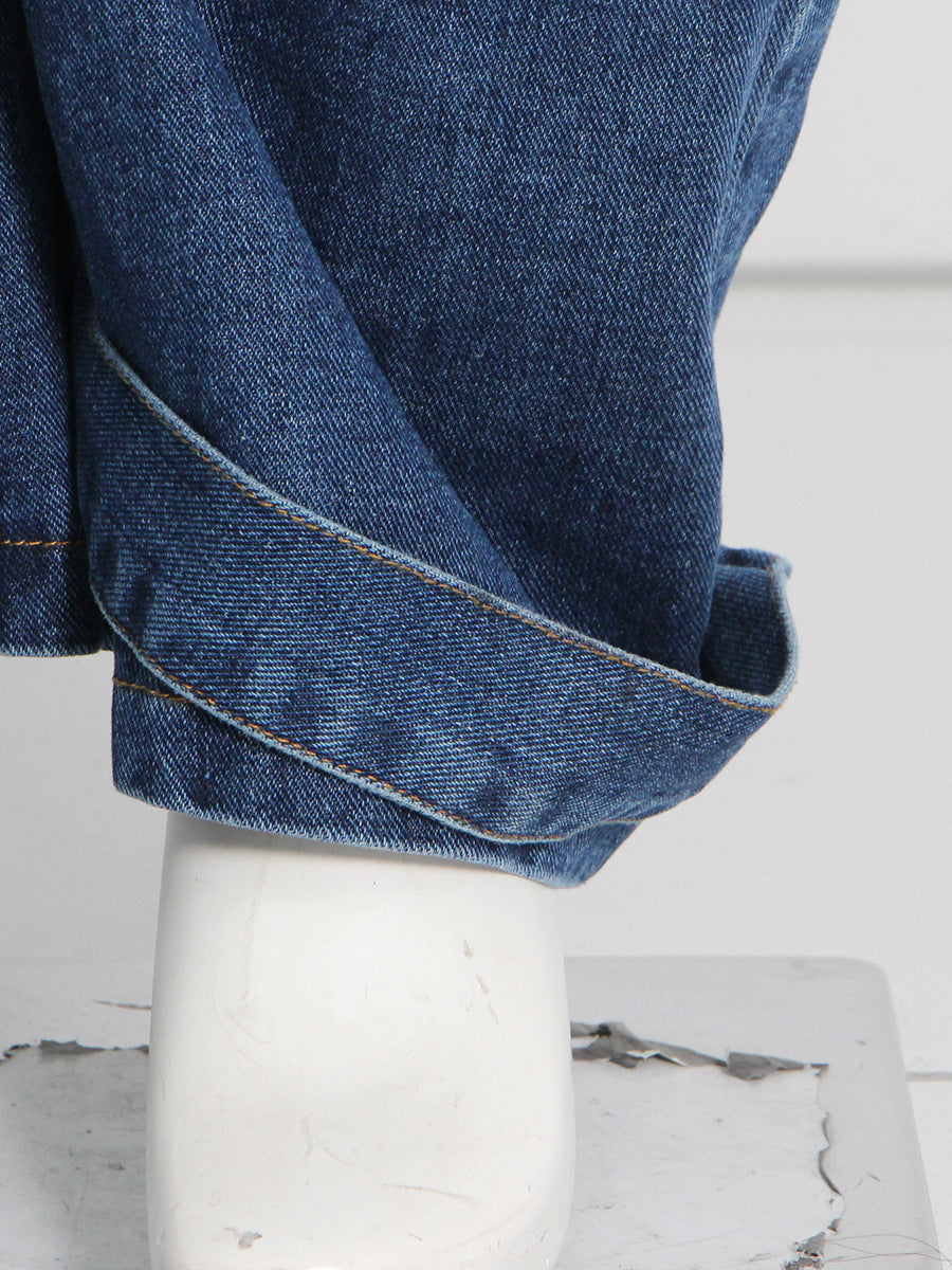 Waist Fit Denim Cargo Baggy Pants
