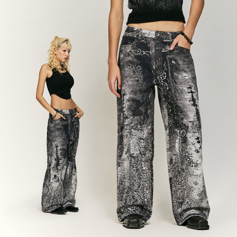Vintage Paisley Digital Printing Jeans