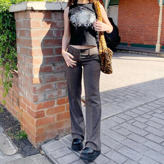 Women's Low Waist Flared Casual Pants