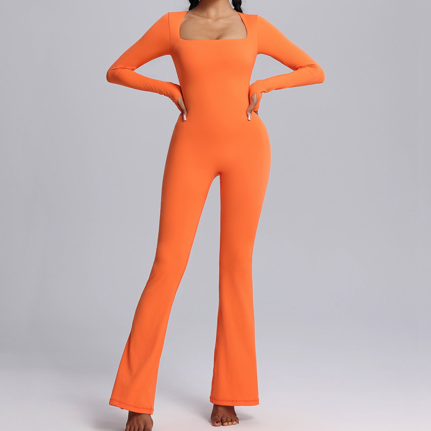 Square neck Long sleeve rompers