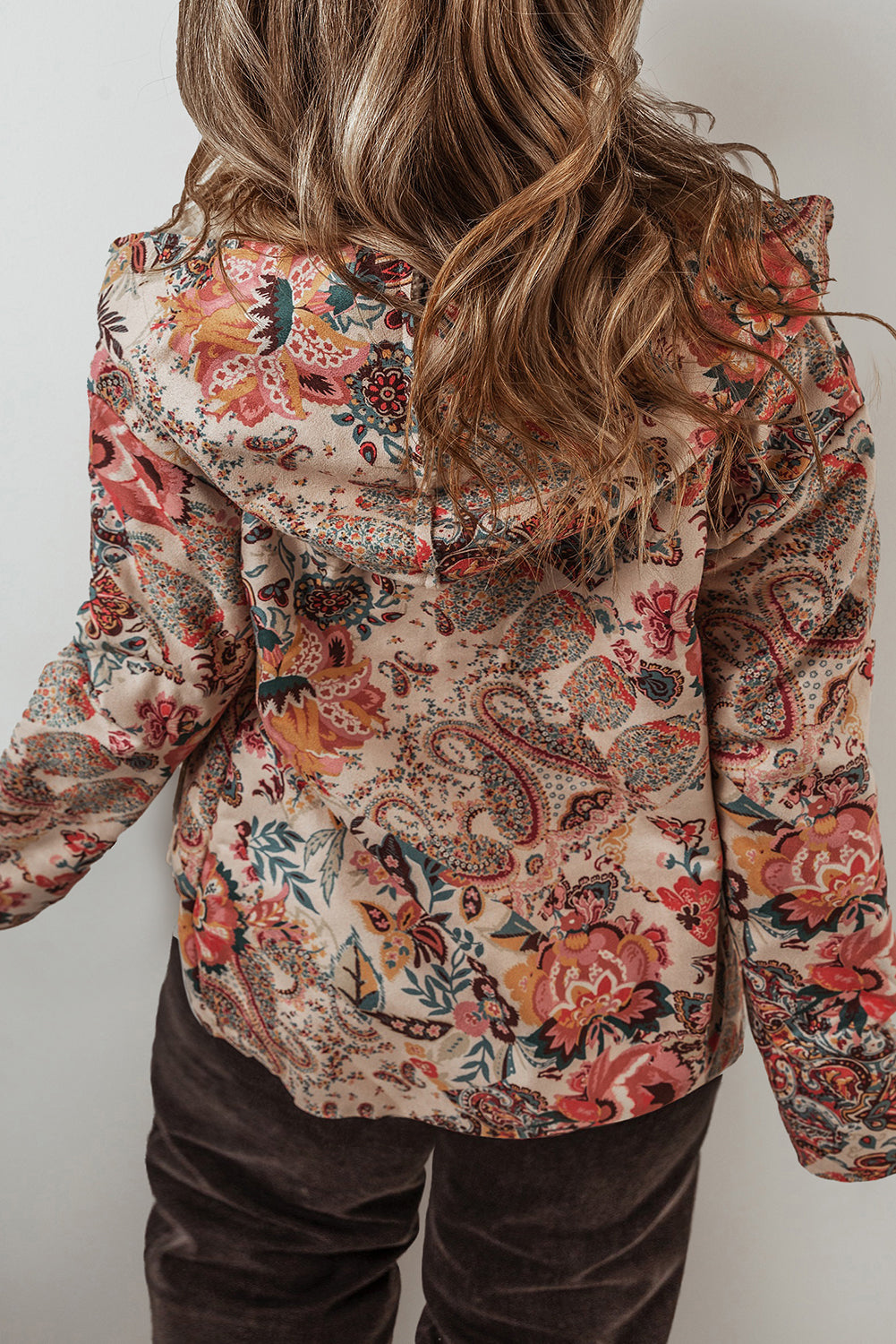 Vintage Floral Printed Hooded Jacket