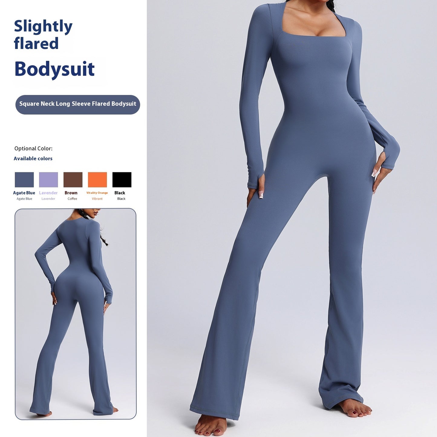 Square neck Long sleeve rompers