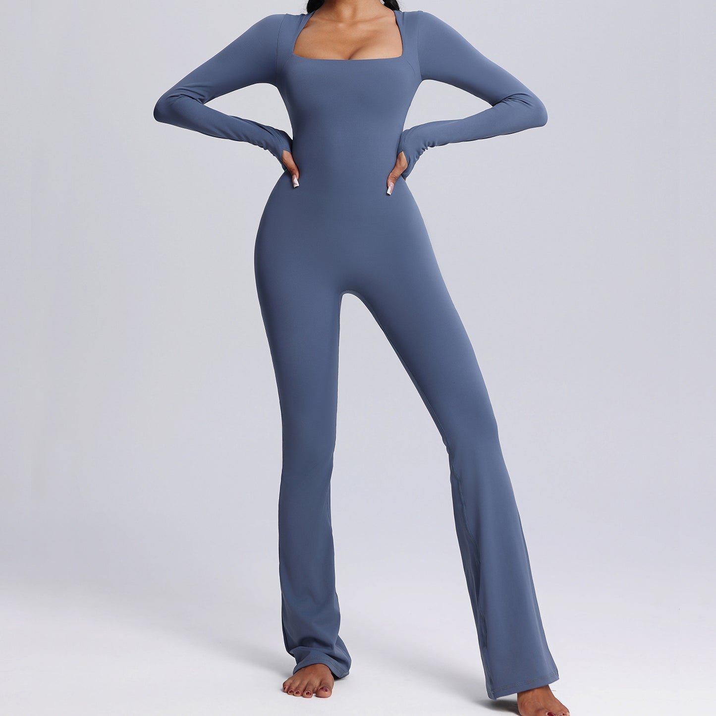 Square neck Long sleeve rompers